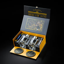 Load image into Gallery viewer, Whiskey Glasses Set BASKETBALL Design - 2 Glasses, 2 Stainless Steel Chilling Balls, 2 Coasters. Perfect for Whisky, Bourbon, Scotch, Old Fashioned. The GOAT by NOBLESIP in Designer Gift Box. A great bar gift!
