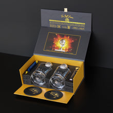 Load image into Gallery viewer, NOBLESIP Whiskey Bourbon GOLF Glasses ๐ฃ๐ฅ๐๐ ๐๐จ๐ Gift Set: 2 Glasses, 2 Steel Chilling Balls, 2 Coasters. The best way for a Golf Player or Fan to enjoy his Whisky, Scotch, Old Fashioned Cocktails. A great New Year home bar golfer gift!