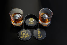 Load image into Gallery viewer, NOBLESIP Coaster GOLF Theme Set of 6, Premium Black with Gold Designs, Decorative Bar Accessories for Golf Enthusiasts. The G.O.A.T. Coasters, a great Christmas gift, stocking stuffers for golfers. A great New Year home bar gift!