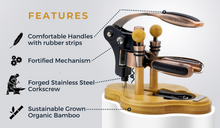 Load image into Gallery viewer, Wine Opener Set ๐ฃ๐ฅ๐๐ ๐๐จ๐ 6 PCS Kit: Rabbit Corkscrew, Foil Cutter, 2 Bottle Stoppers, Extra Corkscrew, Wood Stand. Designer Gift Box with Instructions!