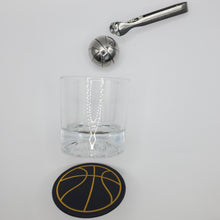 Load image into Gallery viewer, Whiskey Glasses Set Basketball Design - 2 Glasses, 2 Stainless Steel Chilling Balls, 2 Coasters. Perfect for Whisky, Bourbon, Scotch, Old Fashioned. The GOAT by NOBLESIP in Designer Gift Box
