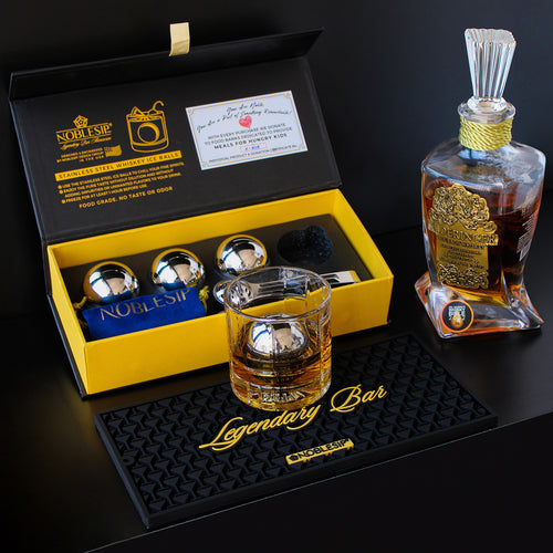 Gift Box Chilling Steel Balls Set of 4 for whiskey men NOBLESIP