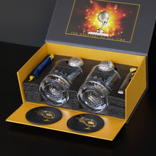 Load image into Gallery viewer, NOBLESIP Whiskey Bourbon GOLF Glasses 𝗣𝗥𝗘𝗠𝗜𝗨𝗠 New Father's Day gift - Set: 2 Glasses, 2 Steel Chilling Balls, 2 Coasters. The best way for a Golf Player or Fan to enjoy his Whisky, Scotch, Old Fashioned Cocktails
