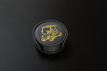 Load image into Gallery viewer, NOBLESIP Coaster GOLF Theme Set of 6, Premium Black with Gold Designs, Decorative Bar Accessories for Golf Enthusiasts. The G.O.A.T. Coasters, a great Christmas gift, stocking stuffers for golfers. A great New Year home bar gift!
