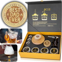 Load image into Gallery viewer, Whiskey Cocktail Smoker Kit &quot;BEST DAD EVER&quot; engraved! Special Father&#39;s Day gift for whisky, bourbon, scotch, old fashioned lover dad. NOBLESIP - PREMIUM set in designer gift box
